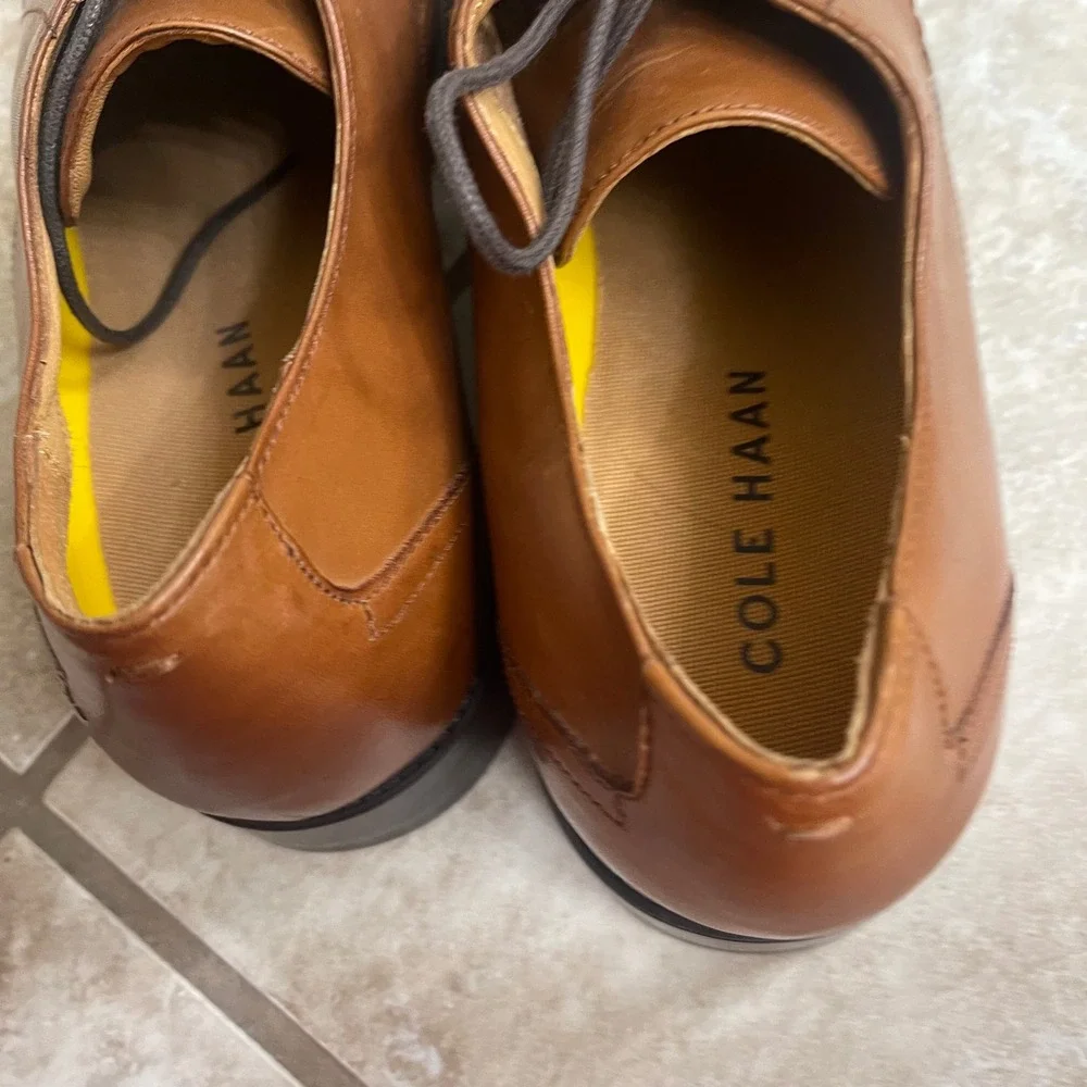 Cole Haan NWOT Mens chamberlin Tan Leather Derby Dress Shoes C32352 Size 10.5M
